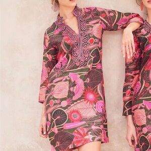 Bella Tu Pink and Black Patterned Dress NEW Size XL